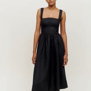 Reformation Tagliatelle Linen Dress Black